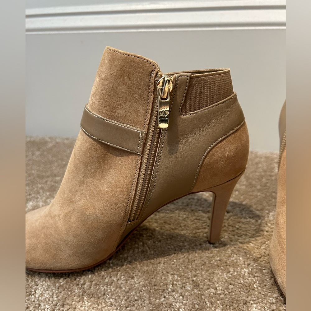Marc Fisher Peep-Toe Booties In Tan Size 6.5 - image 3